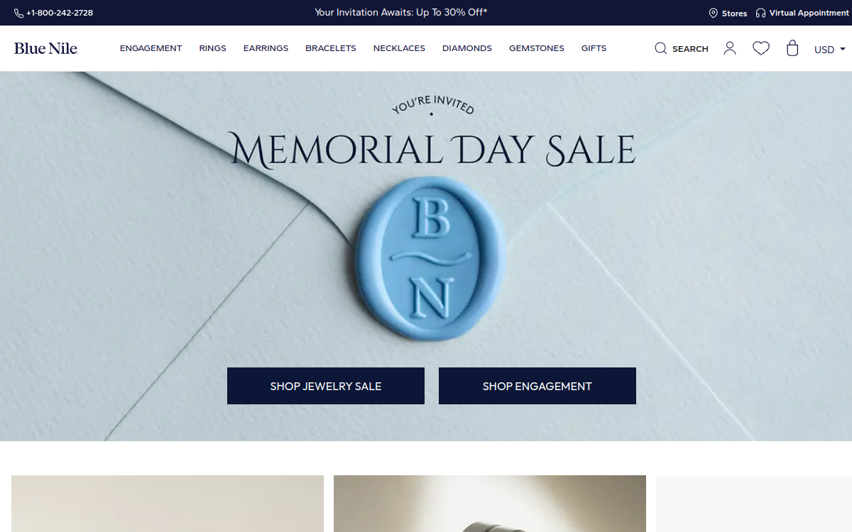 bluenile.com screenshot